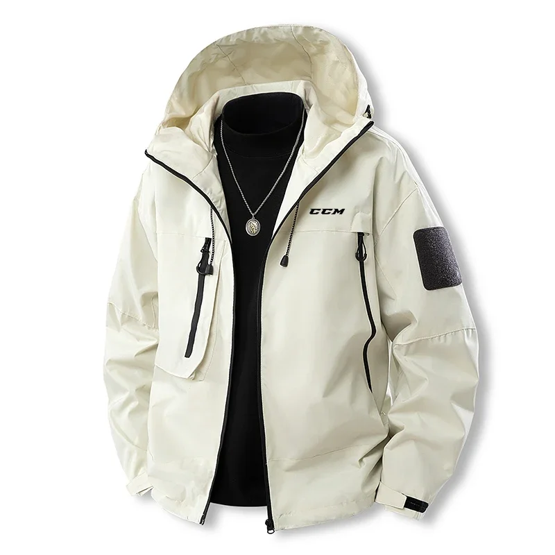 

2025 Spring Fall CCM Mountain Ski Jacket Outdoor Wind Shear Hiking Men's hooded Coat Mountain Jacket Raincoat Raincoat