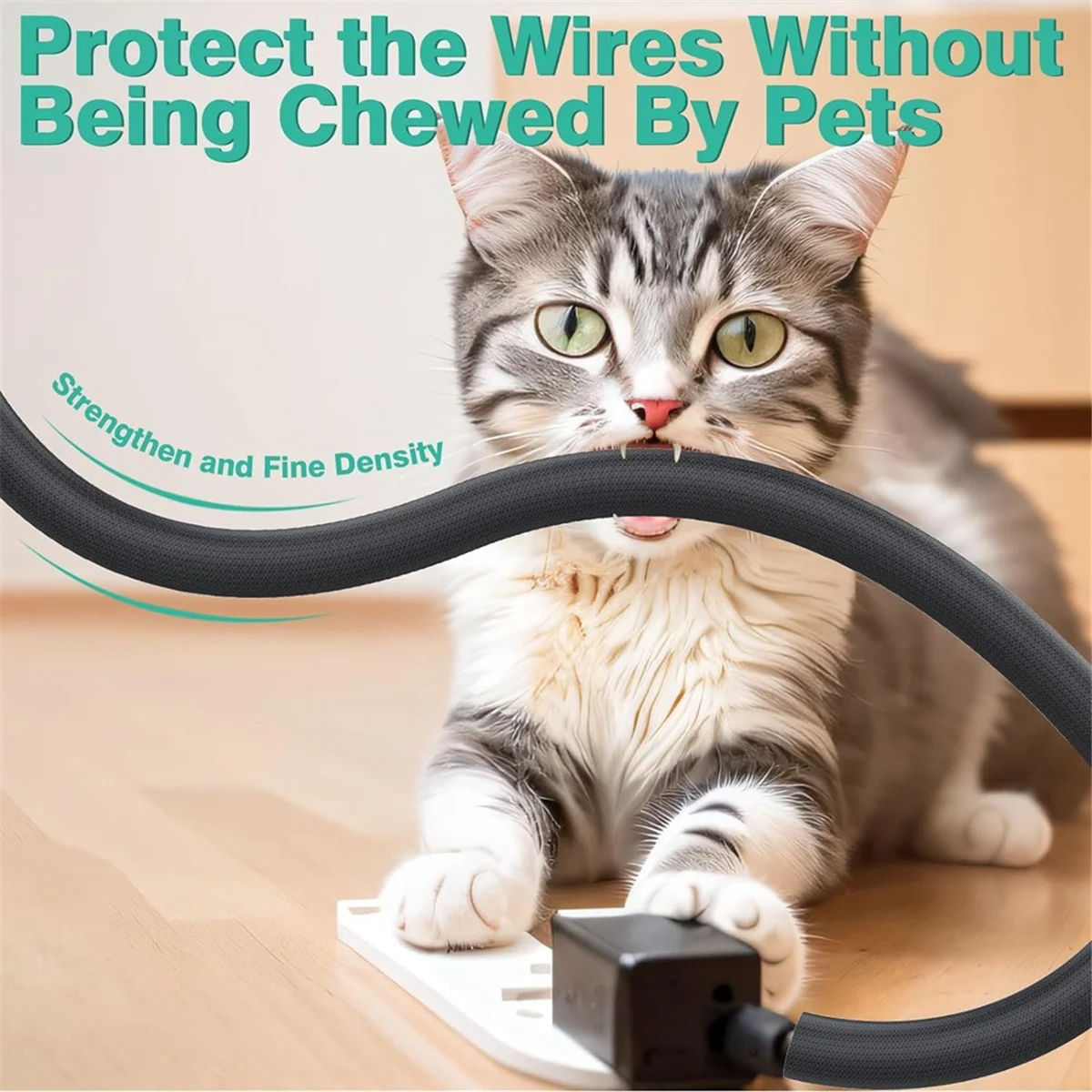 El mejor protector de cables para perros y gatos de 10 pies, funda para cables para una fácil gestión de cables, protege los cables de mascotas masticar de 1/2 pulgada