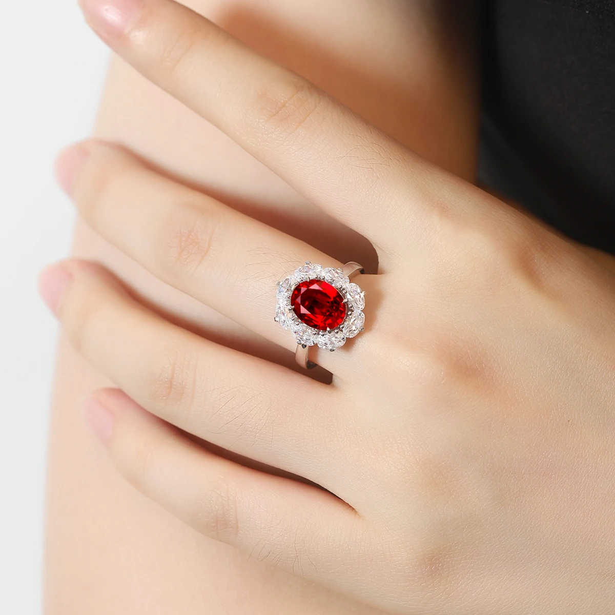 

NEO CARAT Lab Grown 3.29CT Ruby Engagement Ring Eternal Love Symbol Valentine's Day Gift S925 Silver VVS1 18K Gold Plated