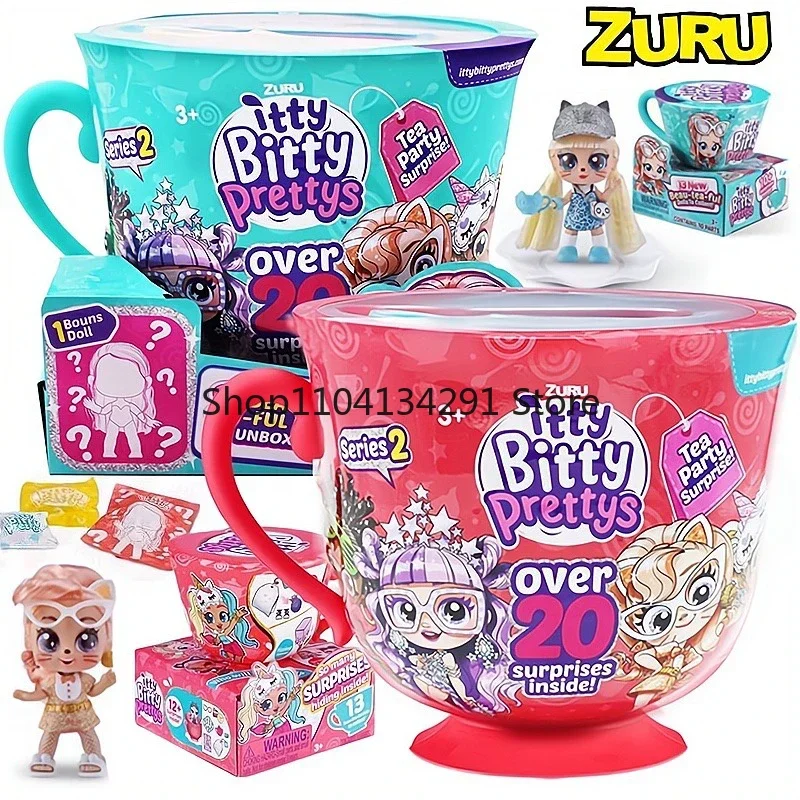 ZURU Itty Bitty Prettys Tea Party Surprise Teacup Dolls Playset Series 1 Teacup Doll Surprise Blind Box Girls Play House Toys