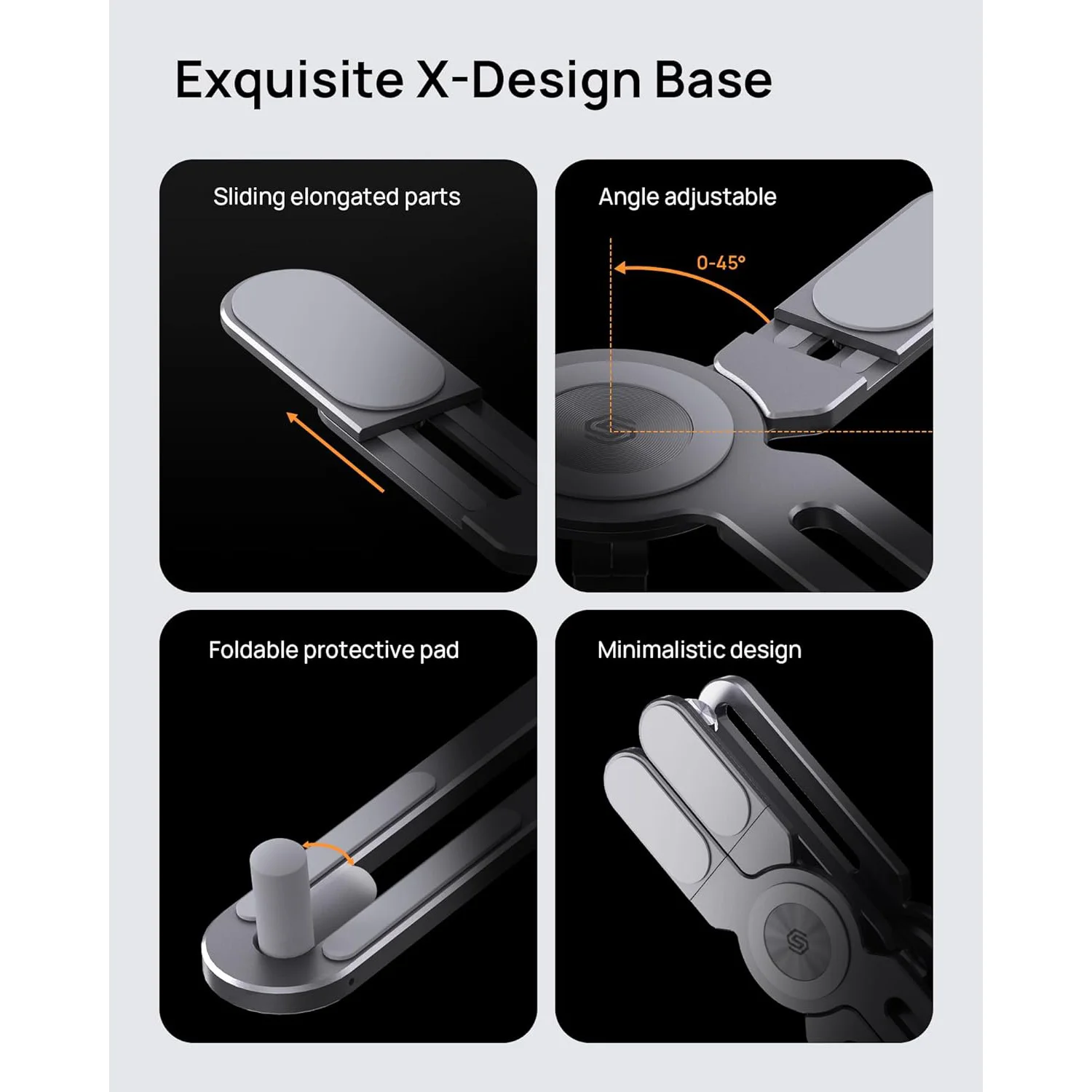 SODI Adjustable Computer Stand with 360 Rotating Base Foldable Laptop Riser for MacBook Pro Air All Laptops up to 16 Inch Grey