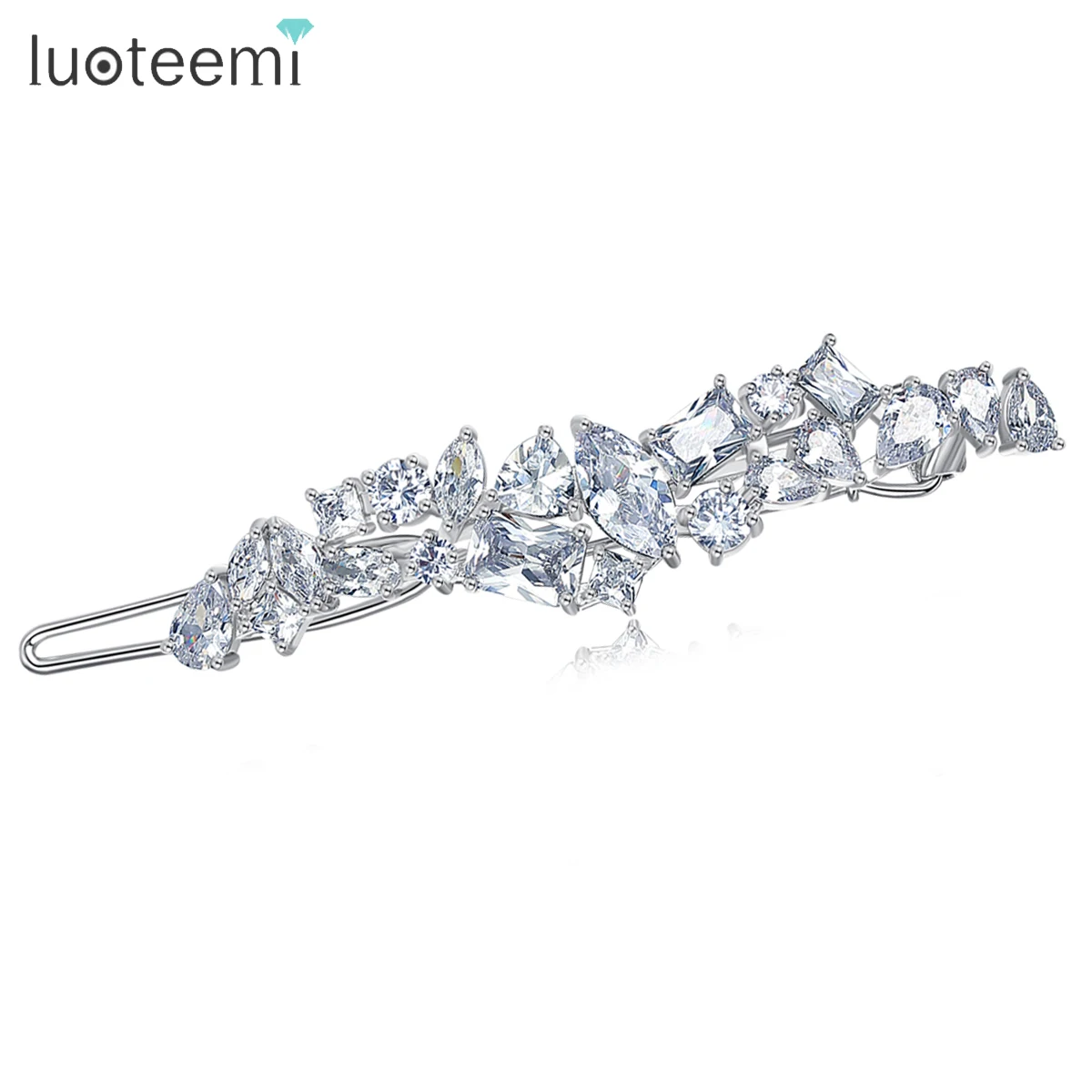 LUOTEEMI Fashion Design Cubic Zirconia Hairpins for Wedding Shinning CZ Bridal Hair Accessories Hairs Claw and Pins for Girl\'s