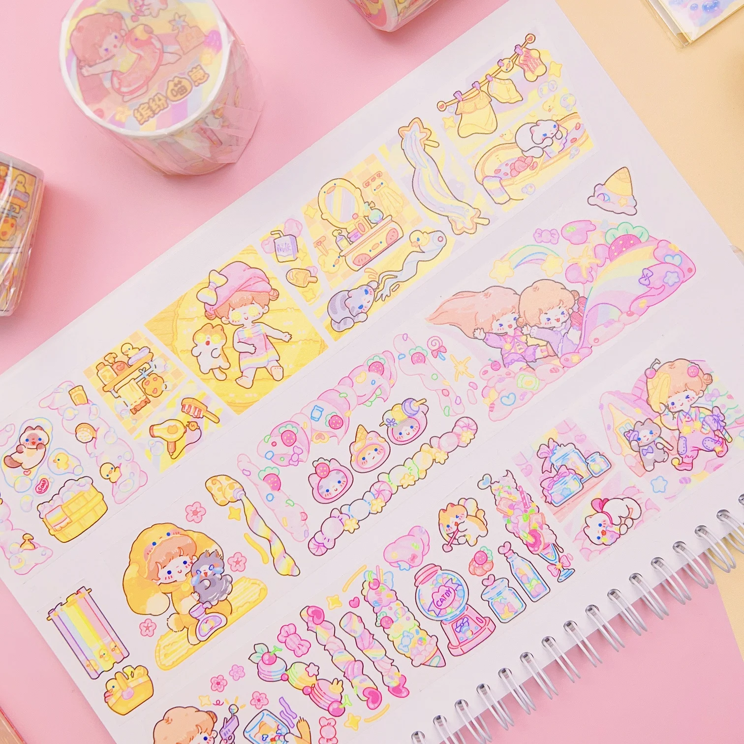 Diaodiao New Washi Cute Tape Dream Rainbow Journal Decoration Loop Roll