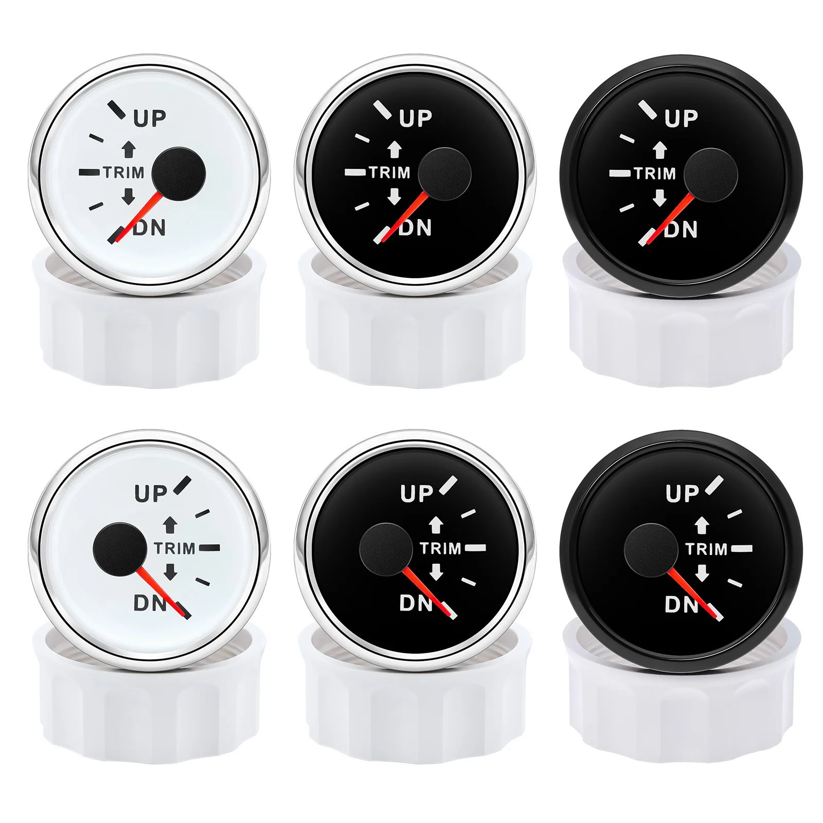 Boat Universal 52mm 0-190ohm Trim Gauge Marine Trim Tilt Indicator with Red Backlight for Inboard Outboard Engine Left Right