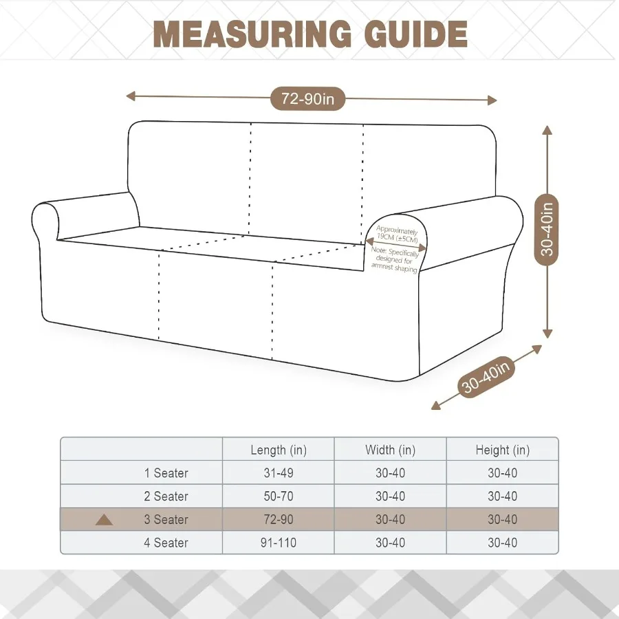 Uniwersalny pokrowiec na sofę z 3 siedziskami, z antypoślizgową konstrukcją i miękką, zmywalną tkaniną żakardową, ochraniacz na meble.