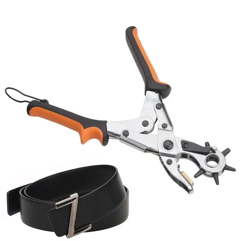 Leather Belt Hole Punch Plier Eyelet Puncher Revolve Sewing Machine Bag Setter Tool Watchband Strap Household Leathercraft