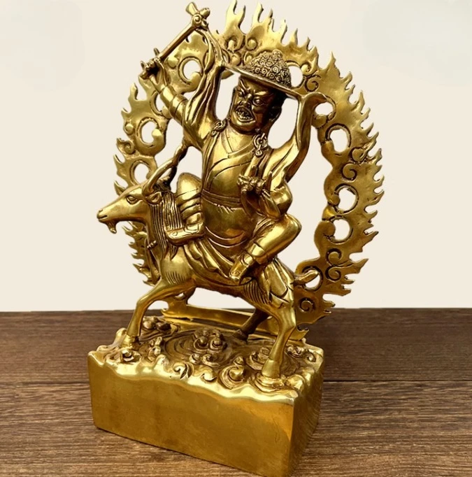 

9 "Cina Tibet Changdu Prajurit Pelindung Buddha Naik Patung Perunggu Kuda Grosir Outlet Seni Perunggu