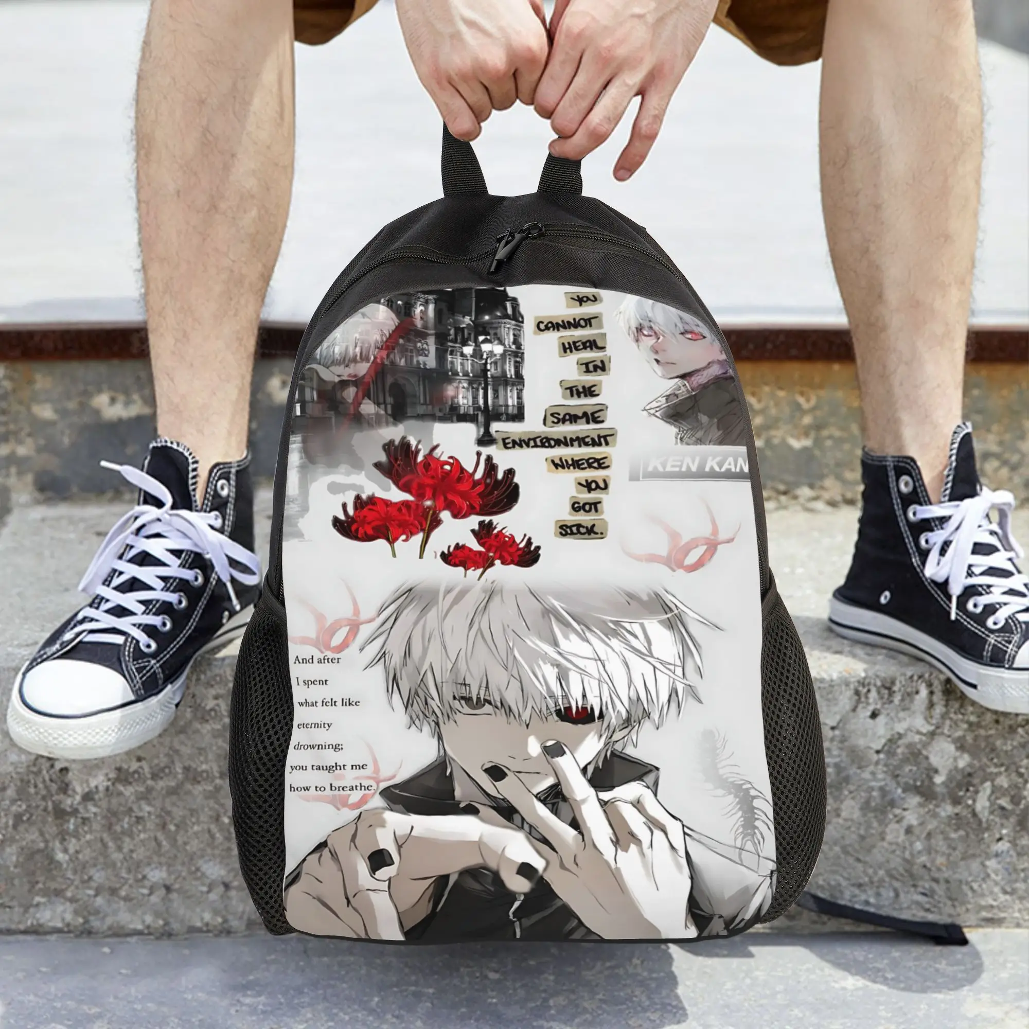 Fashion Halloween Tokyo Ghoul Kaneki Backpacks Its Bag  mochila Campus Zipper Closure Rucksack