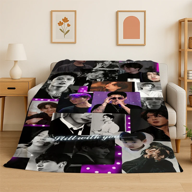 Kpop B-BTS Jeon Jung Kook JK Flanelldecke, weiche, warme Decke für Schlafzimmer, Wohnzimmer, Bett, Reisen, Camping, Picknick, Geschenk