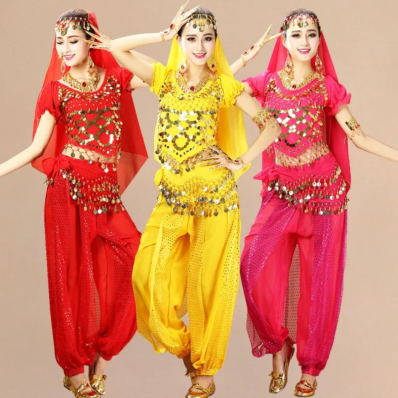 Indain Clothing Dance Practice Clothing Belly Dance Suit New Short-sleeved Suit Belly Dance Clothing Indian Costumes Performance