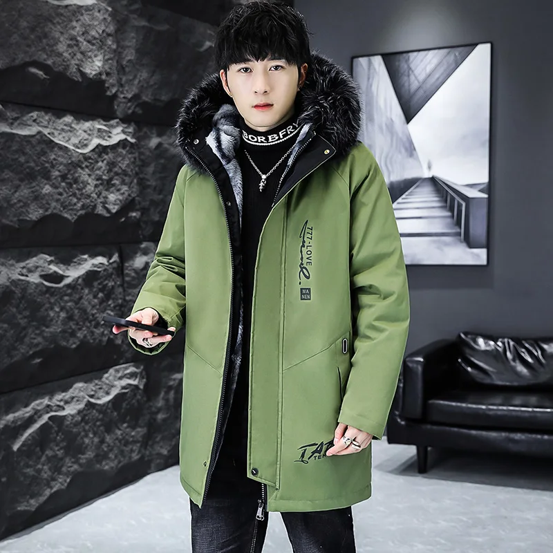 Inverno masculino com capuz algodão-acolchoado jaquetas 2026 outono à prova de vento engrossar parkas forro de lã casacos quentes de médio longo