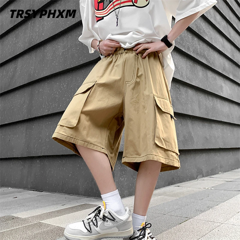 

Retro and trendy workwear shorts, men's summer casual five quarter pants, Hong Kong style loose straight leg mid length pants