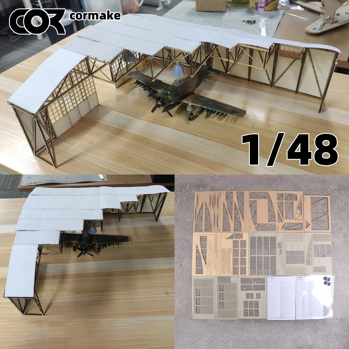 

Assembly Architectural Building model sand table factory Repair workshop storehouse hangar barn diorama Scale model kit 1/48