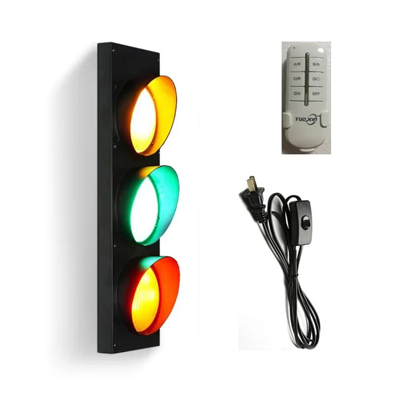 

15W Led Wall Lamp With Switch Plug Wire Industrial Remote Control Lamp Vintage Bar Restaurant Traffic Light Indoor Wall Lamps