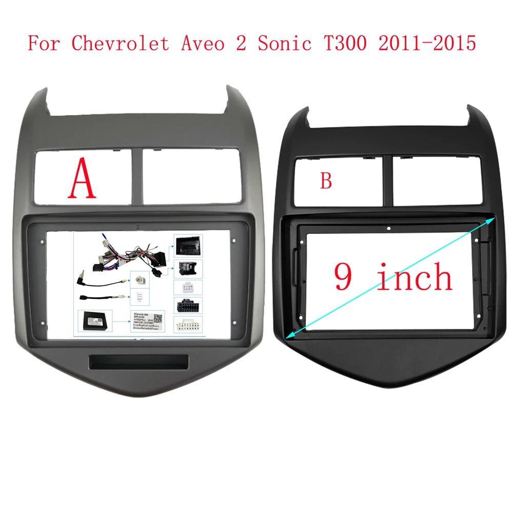 9-calowa ramka samochodowa do Chevrolet Aveo 2 Sonic T300 2011-2015 Adapter Canbus Box Dekoder Kabel Radio Jednostka główna Zestaw panelu