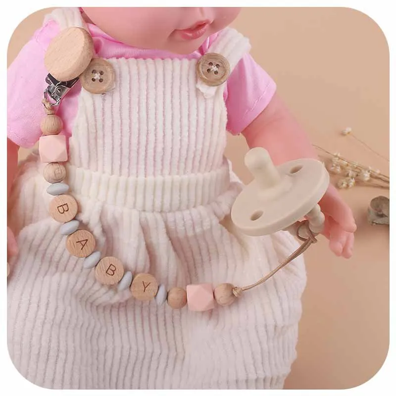 

Handmade Baby Pacifier Chain Clip Silicone Teething Toy with Nipple Holder Cute Baby Accessories Gift for Infants
