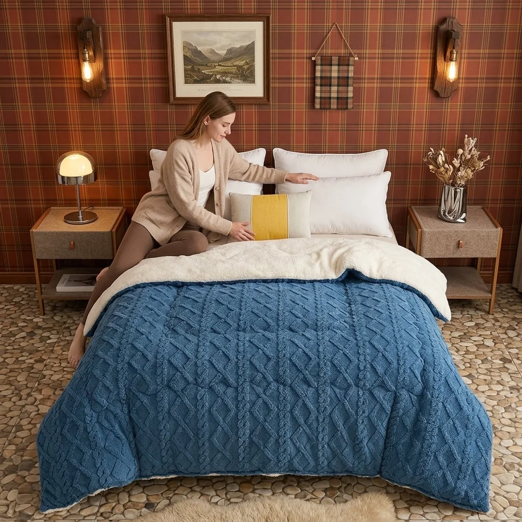 Premium Plush Thick Blanket  100 Percent Microfiber Fill Warm Comforter for Bedroom and Hotel.