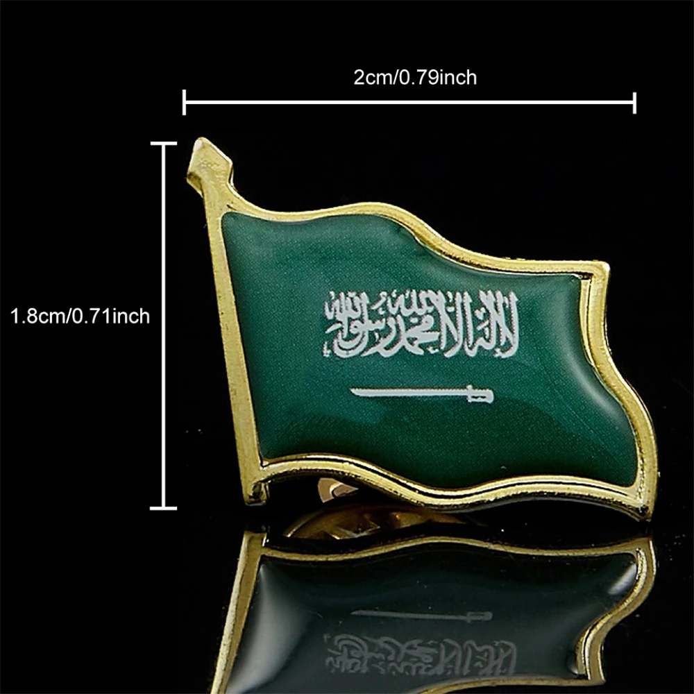 Saudi Arabia Art Waving National Flag Patriotism Metal Lapel Pins Cool Hat Shirt Clothes Pin Accessories