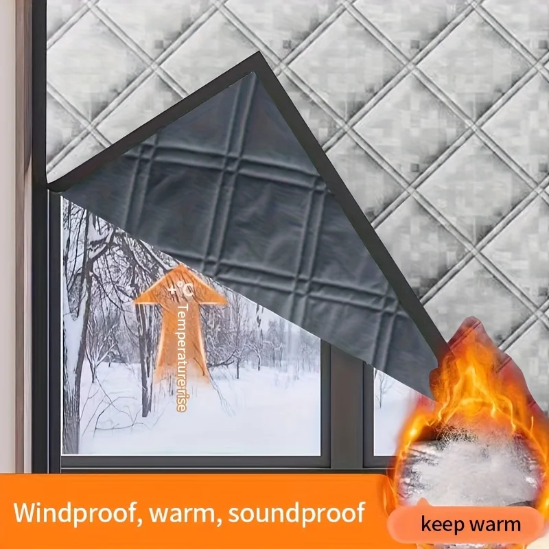 

Winter Window Insulation Kit Easy Install No Drilling Windproof Anti UV Film Warm Cold Proof Home Partition Curtain