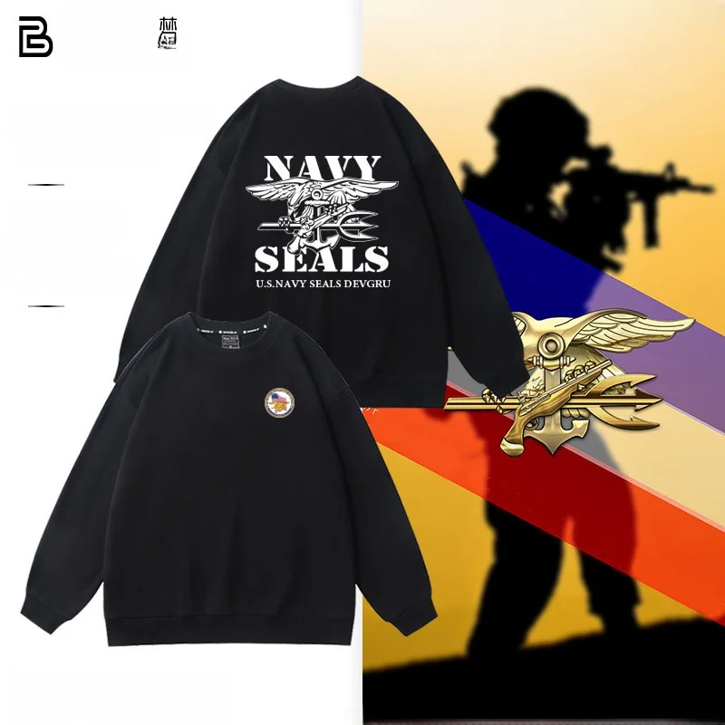

Толстовка с капюшоном US Navy Seal Special Forces Fce, повседневная свободная хлопковая толстовка для мужчин, осенне-зимняя круглая толстовка с принтом Ne