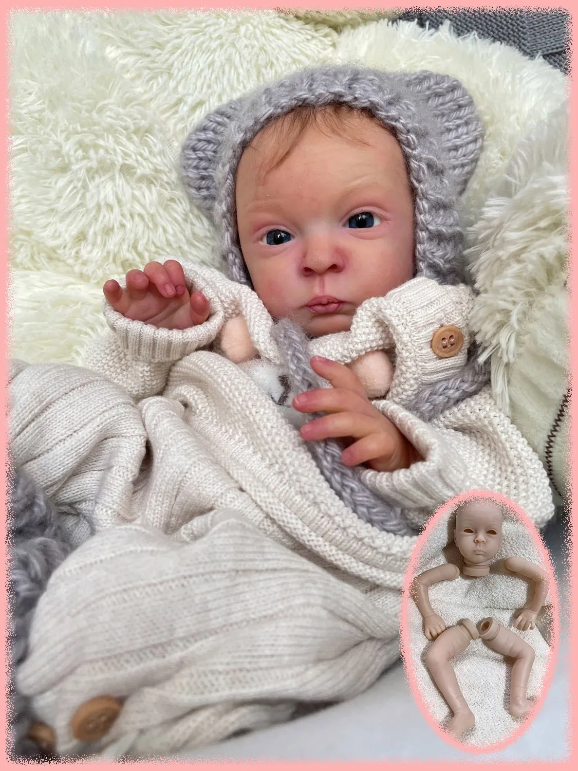 

16-дюймовый комплект куклы Maitte Reborn, незавершенный, неокрашенный, пустой, детали куклы «сделай сам», с тканевым корпусом и случайными глазами, коллекционная художественная кукла