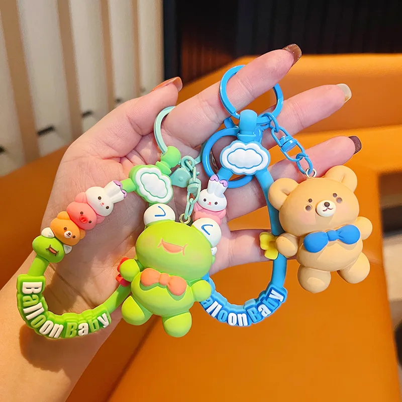 

Cute and Fun Balloon Animal Keychain INS Style Hand Rope Cute Little Rabbit Frog Cartoon Doll Backpack Decorative Keychain Gift