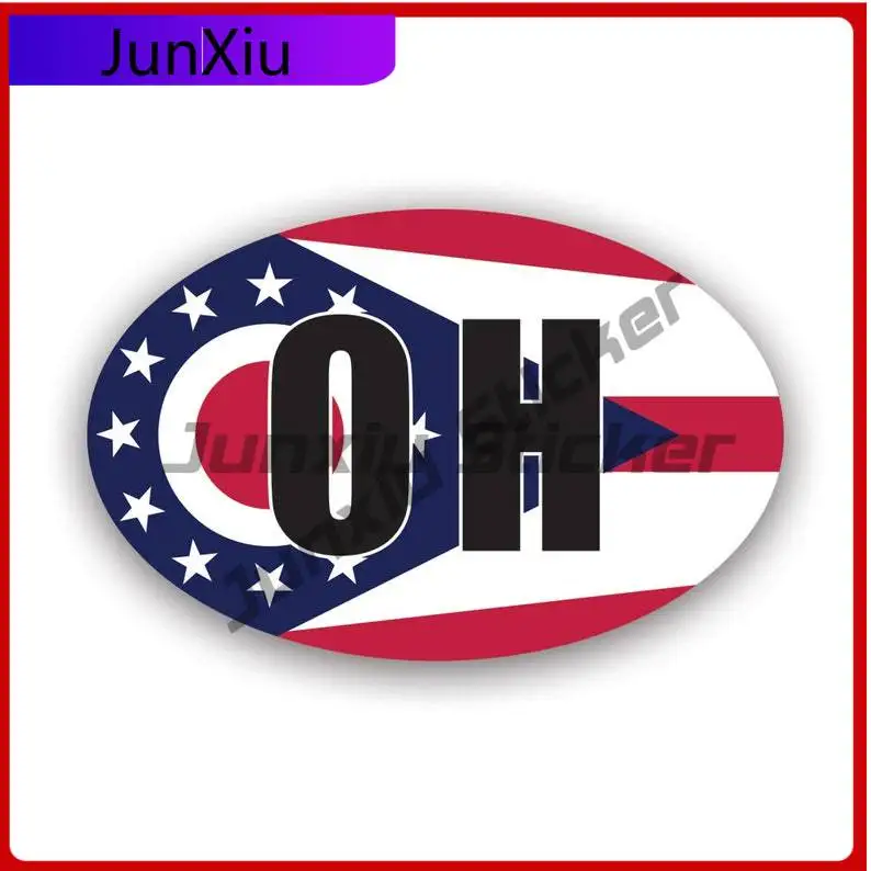

Ohio Flag Oval Sticker Uv Protected V2 Oh Euro Car Sticker Vinyl Decal Waterproof Durable For Car Window Laptop Bumper Gift Idea
