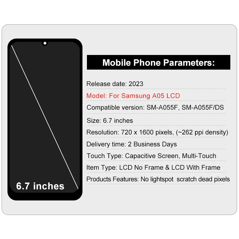 Choice SM-A055F/DS For Samsung Galaxy A05 A055 LCD Display SM-A055F Touch Screen Digitizer For Samsung SM-A055M LCD Replacement