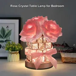 LED Crystal Rose Table Lamp 3 Colors Dimmable Magic Cube Rose Creative Atmosphere Lights Bedroom Bedside Decor Lighting Gift 