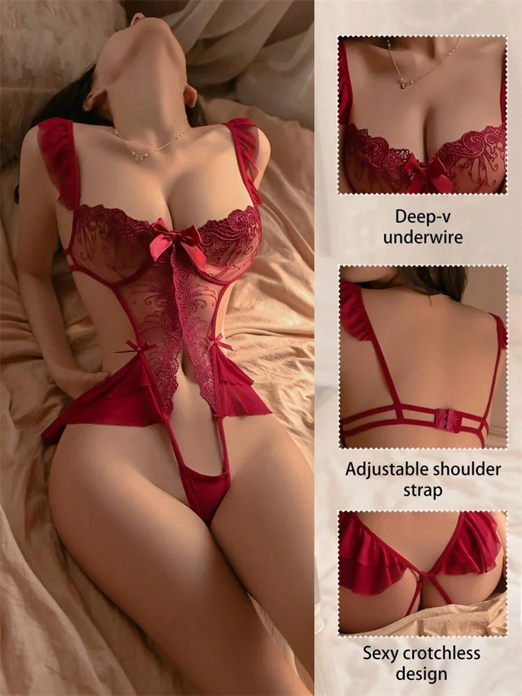 المرأة العميق الخامس جنسي الملابس الداخلية الدانتيل تيدي قطعة واحدة بيبي دول البسيطة ارتداءها #3