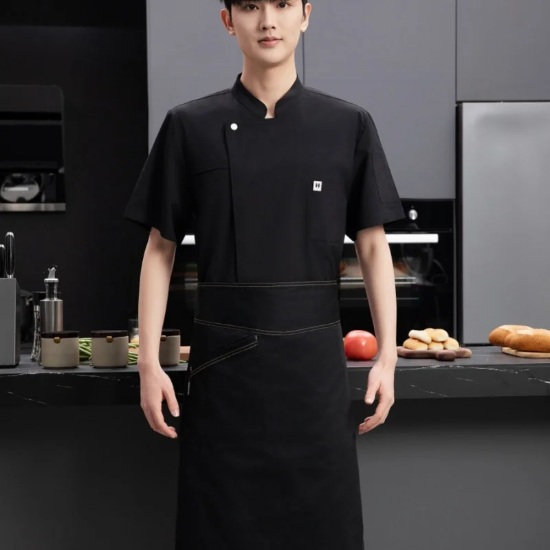 تقديم الطعام فندق مطعم الشيف قصيرة الأكمام رقيقة الصيف موحدة المعجنات الشيف مخبز الشيف مقصف ملابس العمل ملابس المطبخ مع