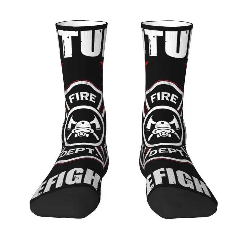 Future Firefighter Men's Crew Socks Unisex Funny Fire Rescue Fireman Spring Summer Autumn Winter Dress Socks