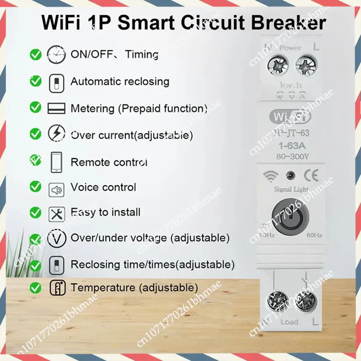 -A21Z Tuya Smart Circuit Breaker With Reclosing Timer Energy Meter KWH Monitor Overload Protect For Alexa