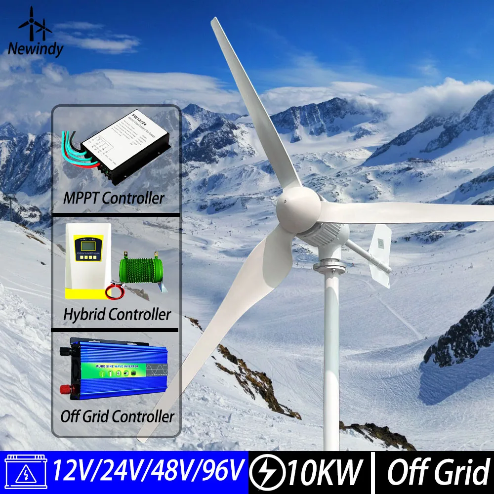 10000W 24V 48V Free Energy Off Grid System Horizontal Home Wind Turbines Wind Generator Power Windmil With MPPT Controllerl