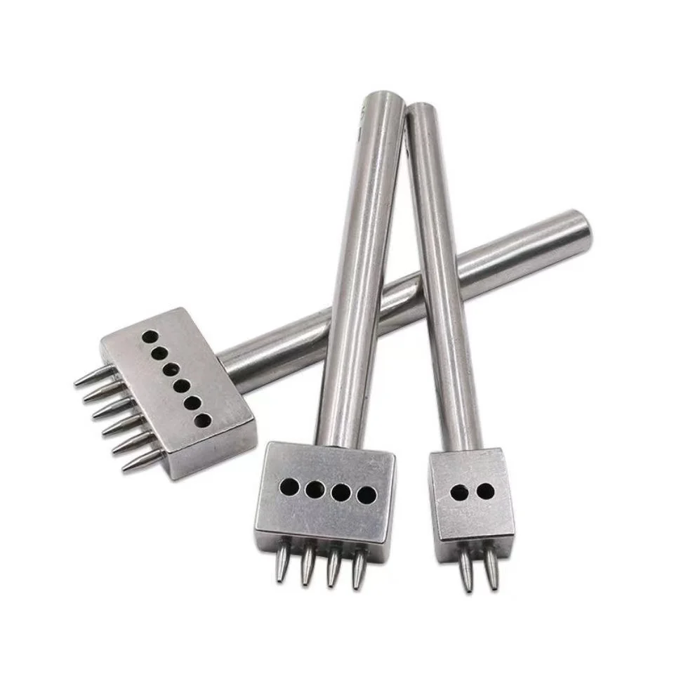 4mm5mm6mm Spacing Leather Punch Tool 2/4/6 Prong Hole Puncher Stitching Leathercraft Chisel For Leather Working Handmake Tools