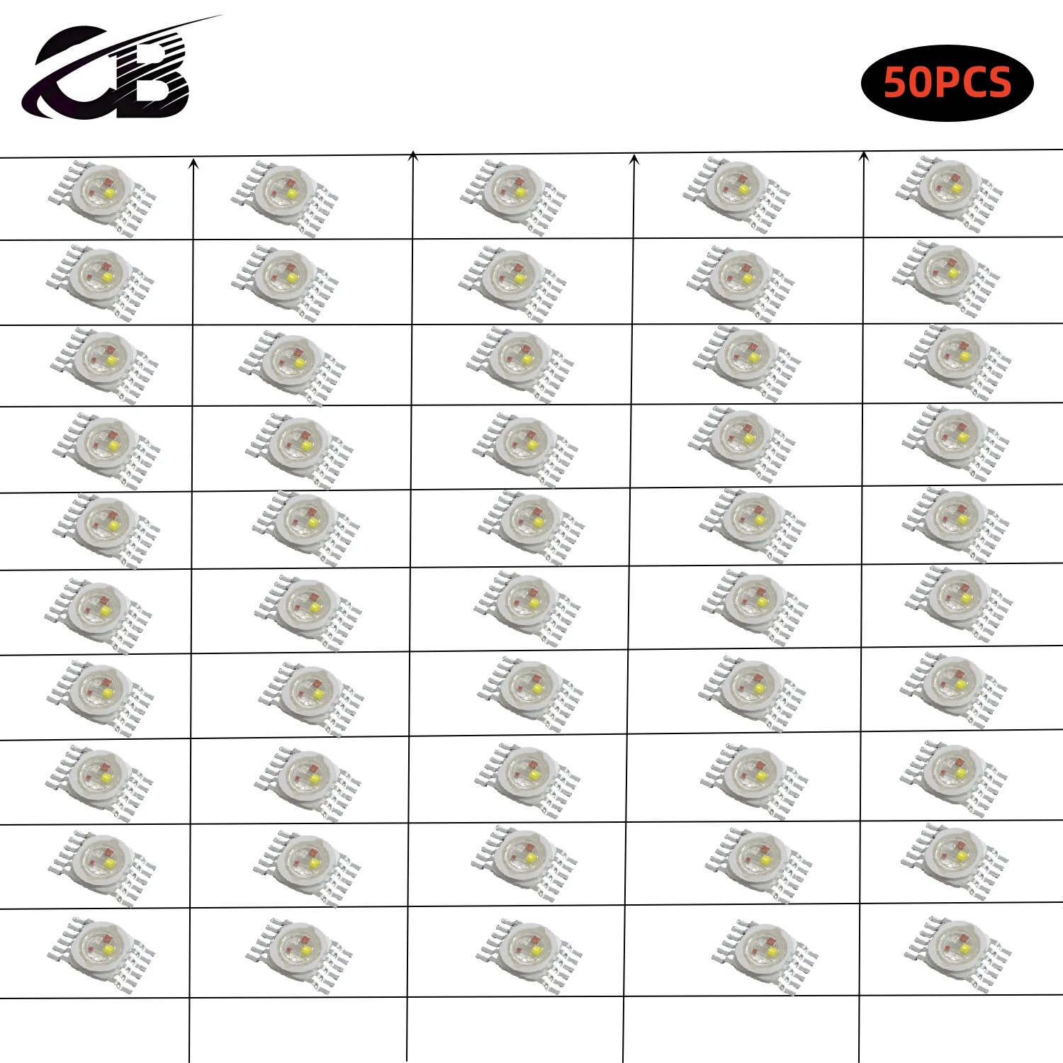 

50pcs/ RGBWA UV LED beads/LED par light 6-IN-1 beads light source Professional Stage Accessories