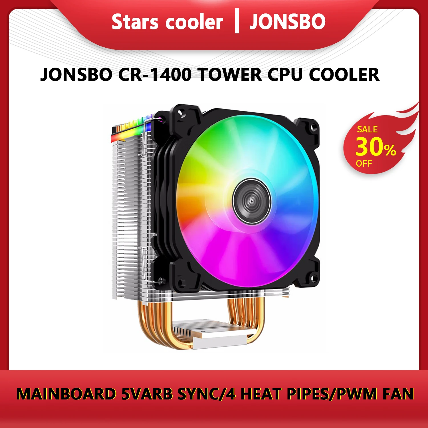 JONSBO-ventilador de refrigeración silencioso, torre de 4 tubos de calor de 93cm, 5V, 3 pines, ARGB, 12V, 4 pines, para Intel 775, 115X, 1200, AMD, AM4/CPU, PWM