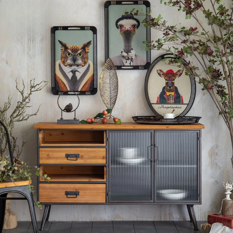 

Restaurant dining side cabinet loft wrought iron living room sofa side cabinet, bed and breakfast old