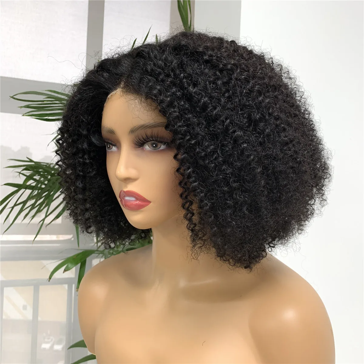 Kinky Curly Bob Wigs Afro Kinky 4*4 Lace Closure Wigs Kinky Curly Human Hair Wigs Afro Kinky Curly BOB Wigs For Women HairUGo