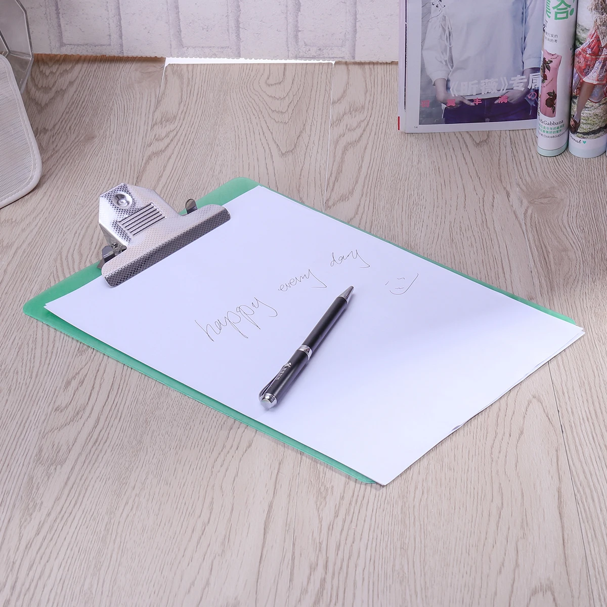 

6pcs A4 Plastic Clipboards Lightweight Memo Paper Bill Book Green Translucent Storage for Office School Use