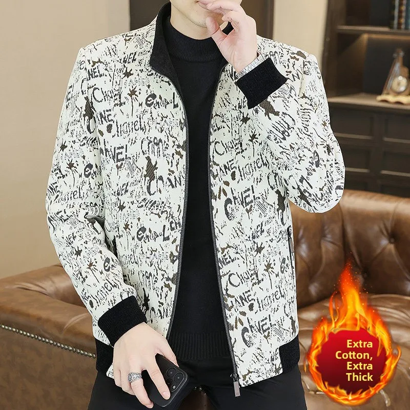 

High Quali Faionable Men's Casual Jaet 2025 New Sle Stand Fit Polyester Fiber Warm Thiened Autumn Winter Coat