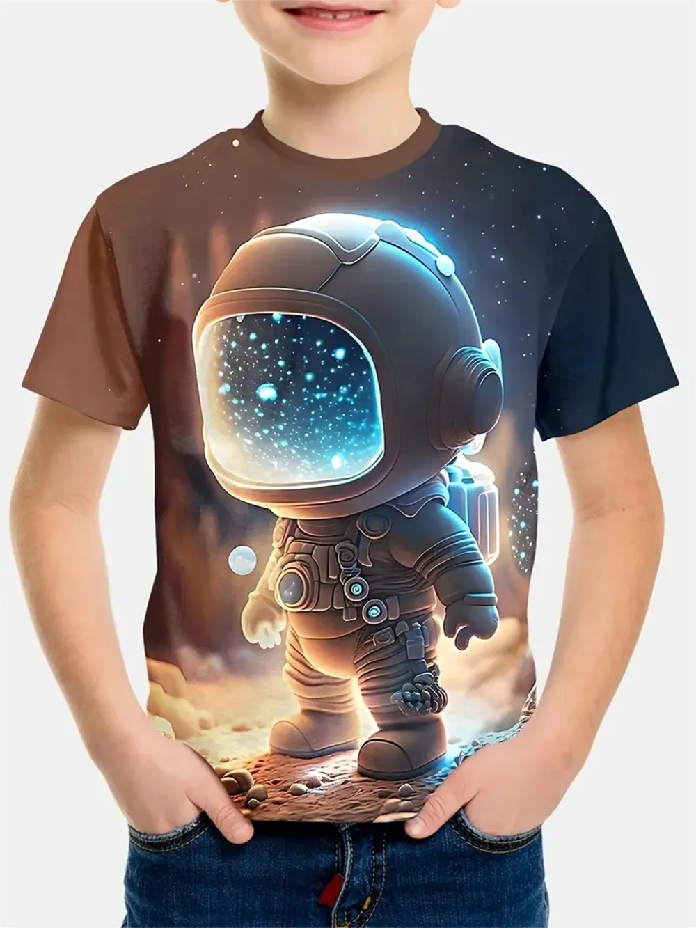 New Children's T-Shirt Funny 3d Printing For Boys Girls Space Astronauts 3d Print Casual Fashion T-Shirt Top Tee