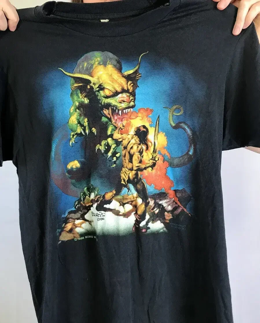 BORIS VALLEJO 1986 Conan The Magnificant Fantasy ArT T Shirt size Large long or short sleeves