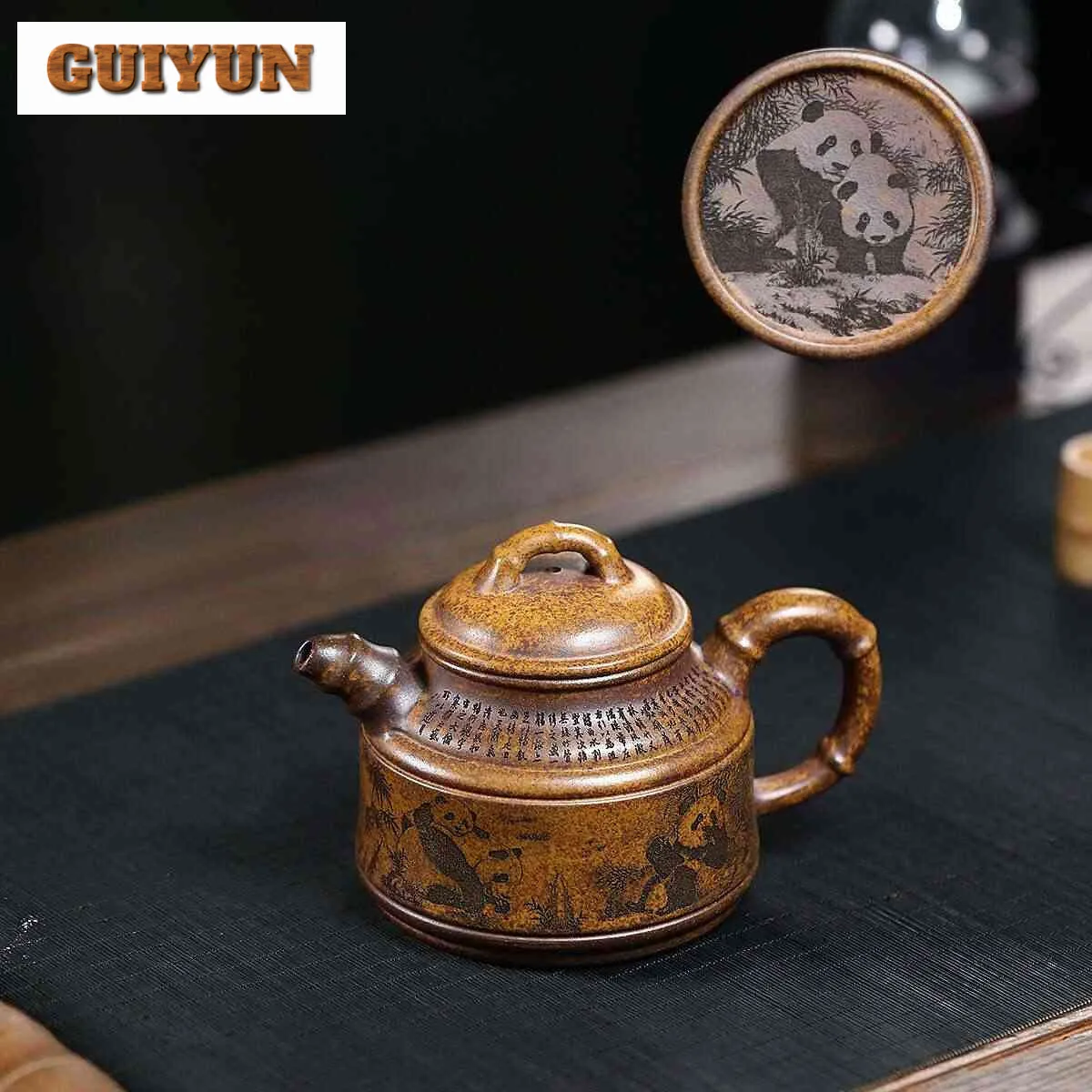 360ml Yixing Purple Clay Teapot Famous Handmade Bamboo Tripod Pot Raw Ore  Keel Gold Sand Mud Tea Maker Kettle Zisha Teaset Gift