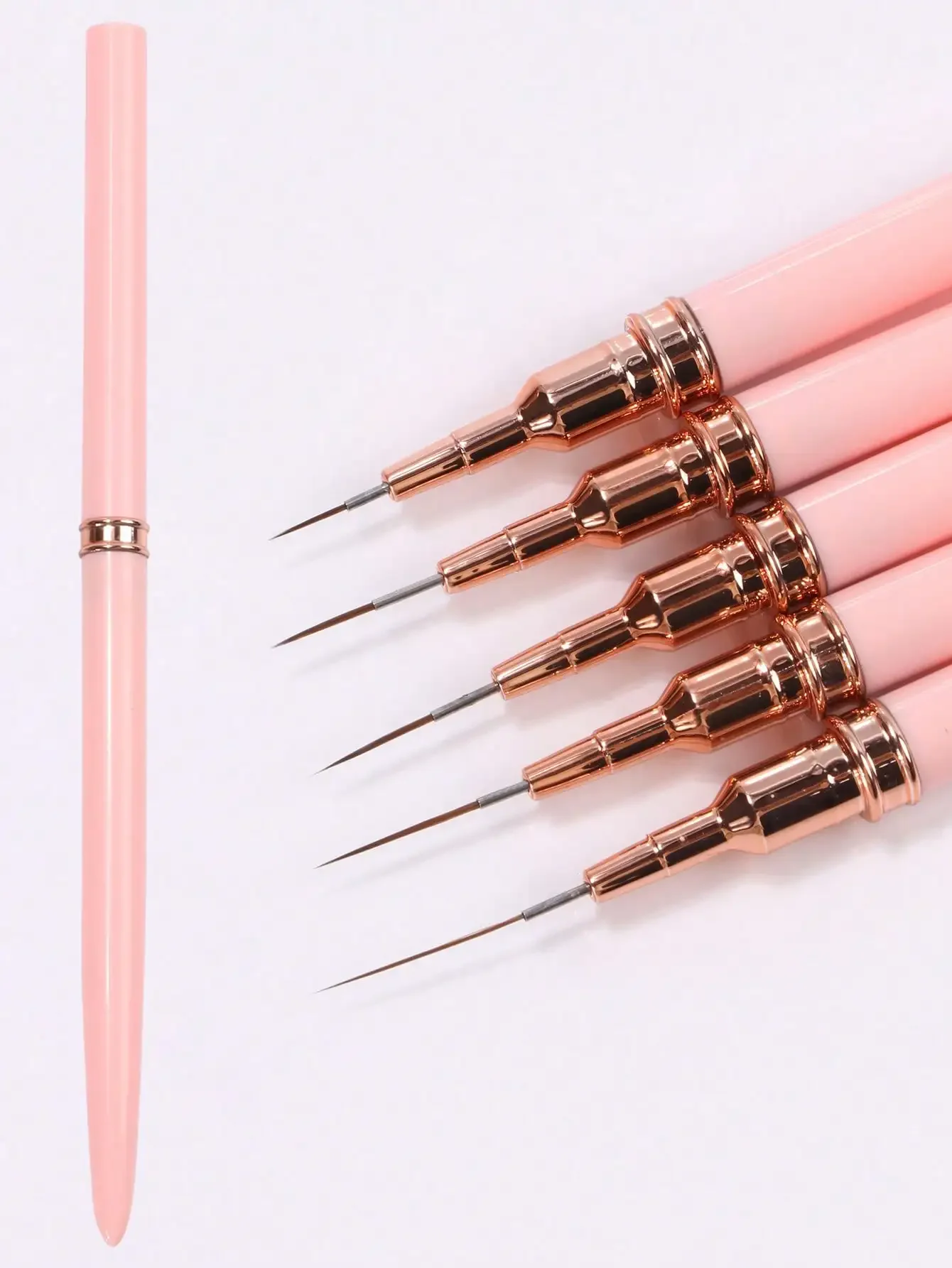 

5-Pcs Nail Line Brush Set Slender Line Stripe Paintbrush UV Gel Painting Nail Design Pen Professional Nail Tools,Suitable For Nail Art Starter Manicure Salon Home DIY For Girls Women