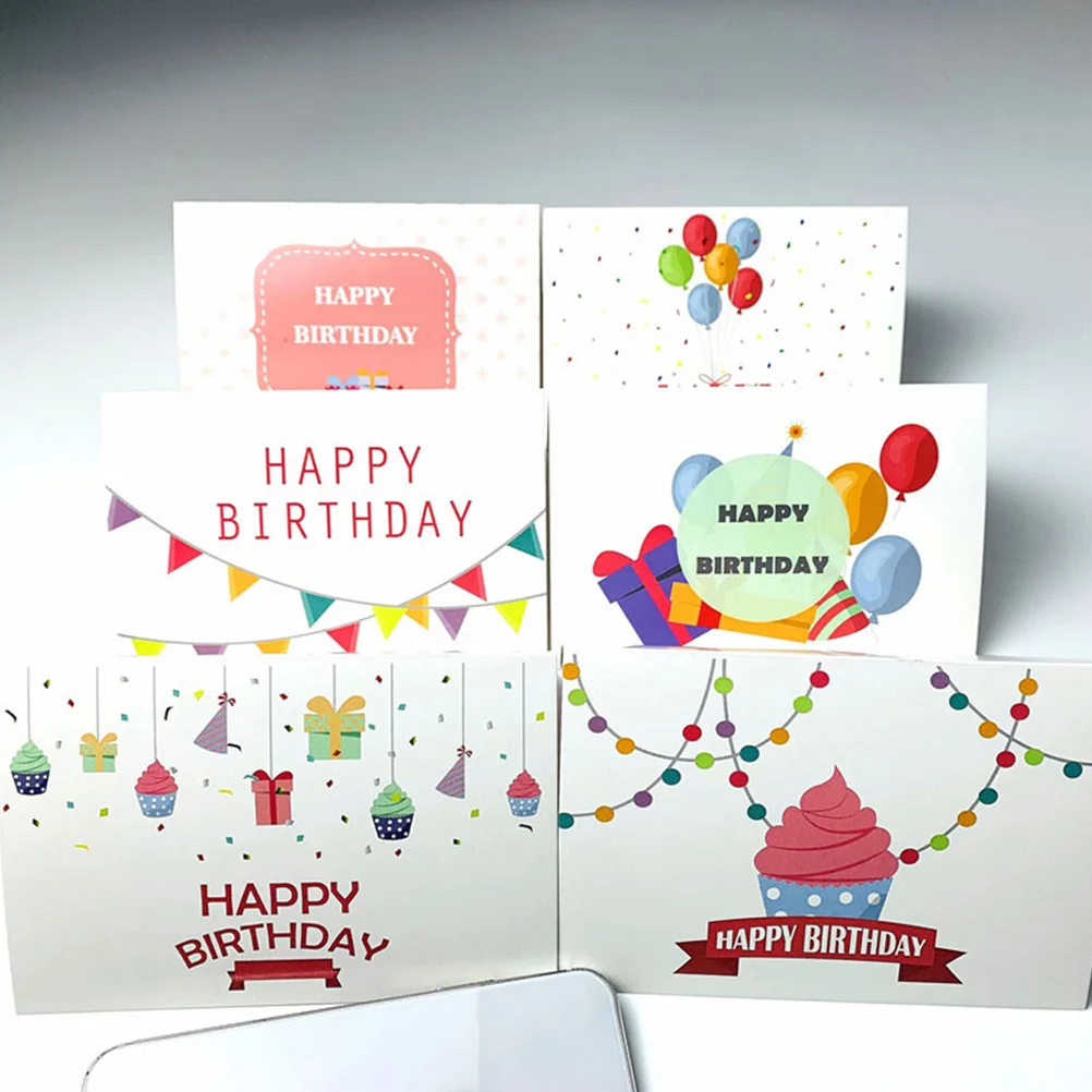 

6 Pcs Birthday Card Thank Cards Blessing Happy with Envelopes for Greeting Bulk