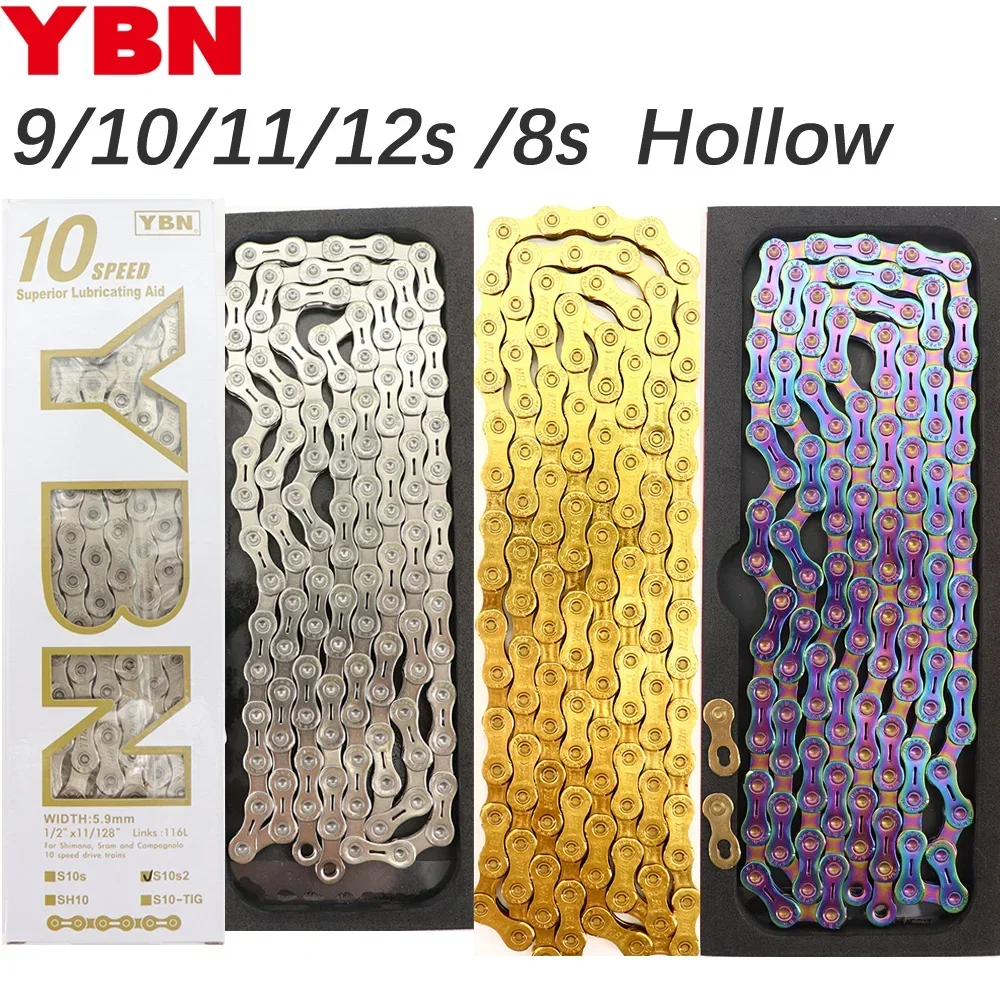 YBN Bike Chain 6/7/8/9/10/11/12 Speed SLA Chain Hollow MTB Road 