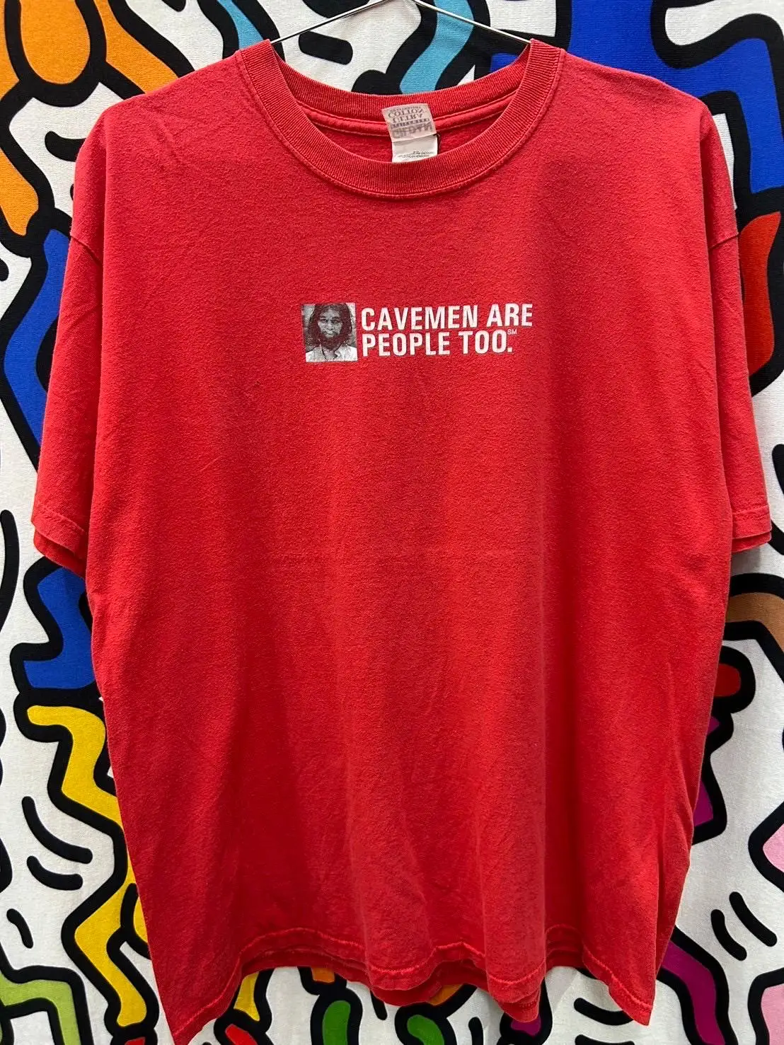 

Винтажная футболка в стиле пещерного человека 90-х годов тоже, размер XL