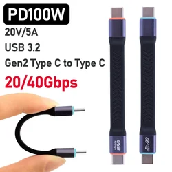 PD100W Fast Charge Short USB Cord Wire 20V 5A USB3.2 USB Type C To Type-C Cable 8K 60Hz Fast Charging USB Short Data Cable Cord