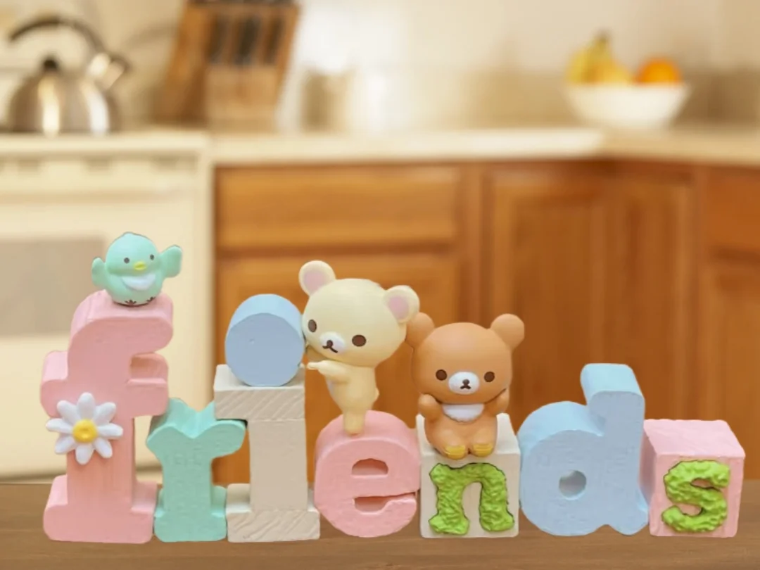 Re-ment fácil urso palavra coleção cena em miniatura decoração caixa versão inglês ovo cego brinquedo comida jogar figuras colecionáveis